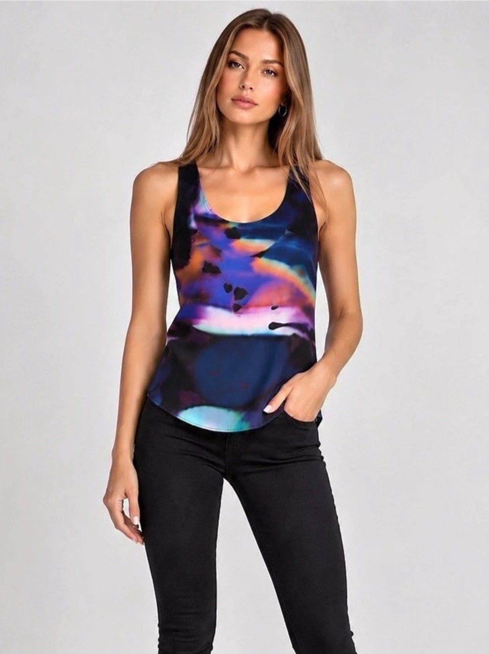 & Other Stories Abstract Multicolor Sleeveless Tank Top Size 36